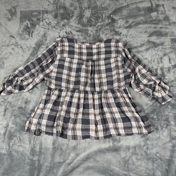 Torrid Button-Front Shirt Plaid Crop Top Womens 0 L Cottagecore Babydoll Blouse - Picture 9 of 10